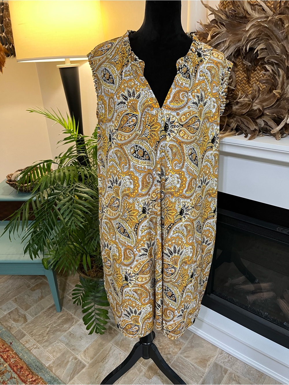 Michael by
Michael Kors Sleeveless Paisley Dress in Mustard Yellow